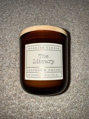 Target Bookish Candle - Amber Brown Glass with Light Wood Lid